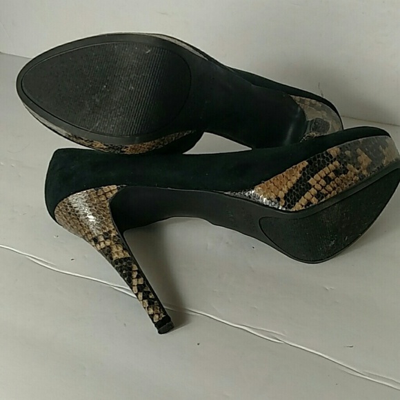 Nine West Black Suede Snake Print Heels - Picture 5 of 7